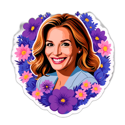 Romantisk klistermärke med blommor