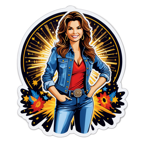Aufkleber von Shania Twain in strahlender Bühnenpose