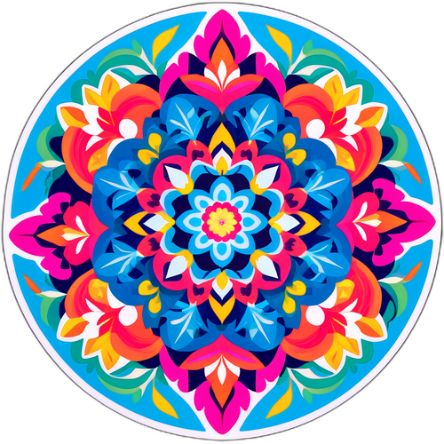 Калейдоскопічна наклейка з квітковими візерунками, що символізують різноманітність природи