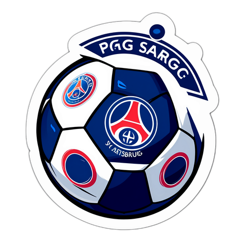 Hình vẽ bóng đá với logo PSG và cụm từ "PSG vs Strasbourg"
