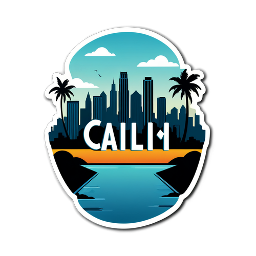 Diseño de sticker de paisaje urbano de Cali con la frase "Cali, mi ciudad"