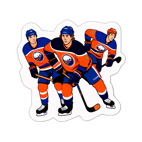 Игровая наклейка в хоккейной тематике с игроками Колумбус Айлендерс