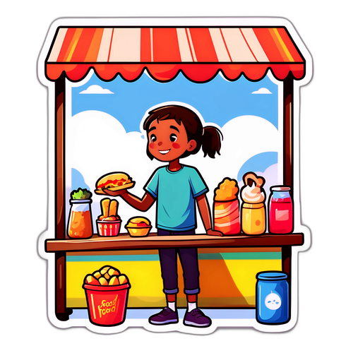 社区美食摊前分享美食