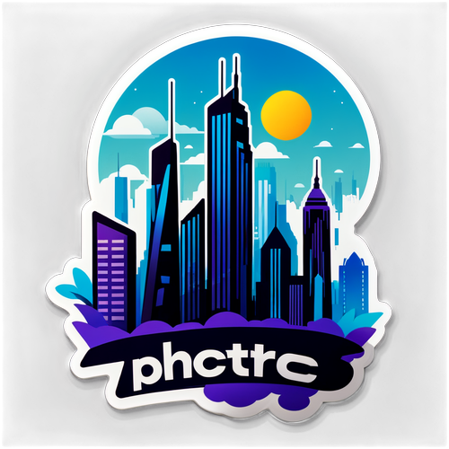 Futuristic Skyline Sticker with Invest in Tomorrow Text