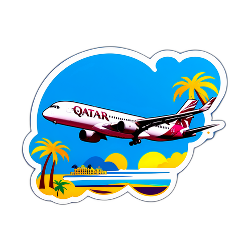 Autocollant Qatar Airways avec motif coloré