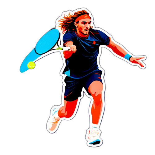 Adesivo de Stefanos Tsitsipas em Ação
