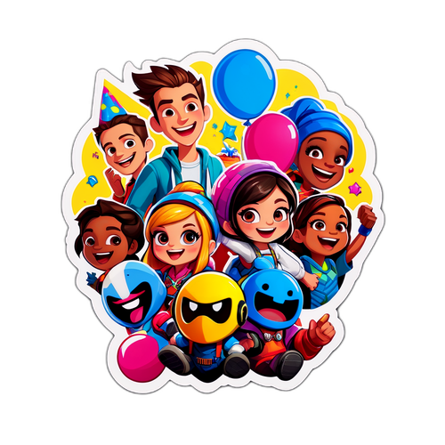 Iloinen Epic Games -juhlastickeri