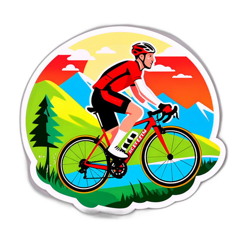 Nálepka s cyklistou v krásné přírodě