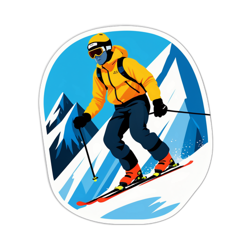 Sjov klistermærke af Audun Grønvold på ski