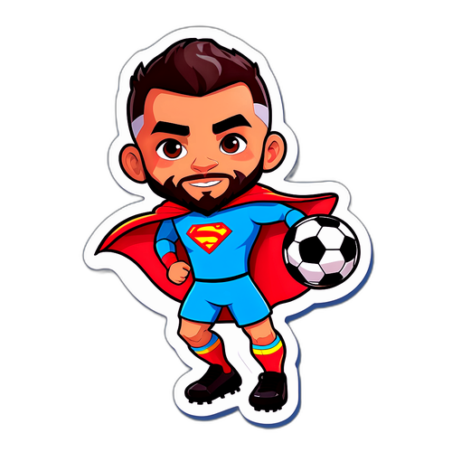 Stiker Kartun Nicolás Otamendi sebagai Superhero