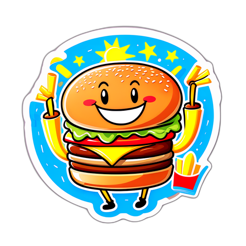 Glædelig Burger og Pommes Sticker