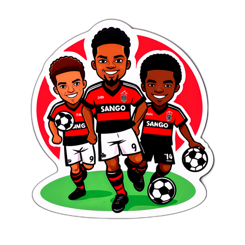 Футболисты Фламенго и Сантоса в мультяшном стиле