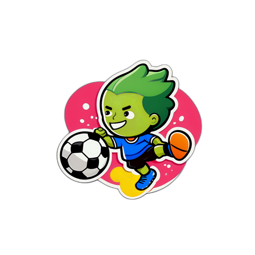 Ilustrație drăguță cu un personaj de desene animate jucând fotbal