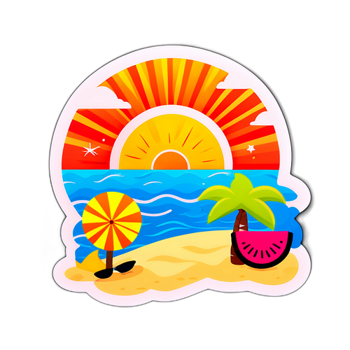 Thiết kế nhãn dán với đồ họa nhiệt độ mùa hè