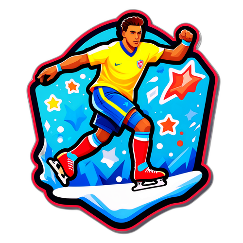 Kreativ fusion klistermærke af is skating, fodbold og streamingtjenester