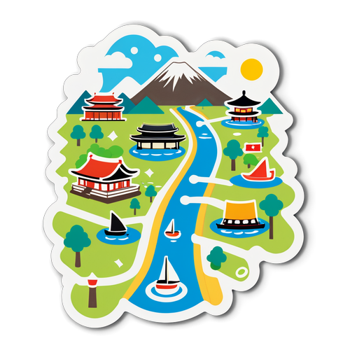 いわき市の観光名所を示したピクトグラムマップステッカー