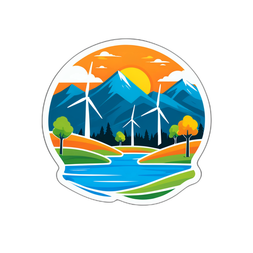 Pejzaż wiatrowy z turbinami wiatrowymi