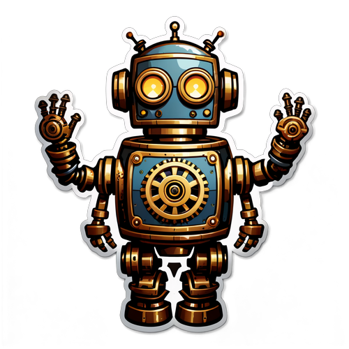 Steampunk Robot with Intricate Gears
