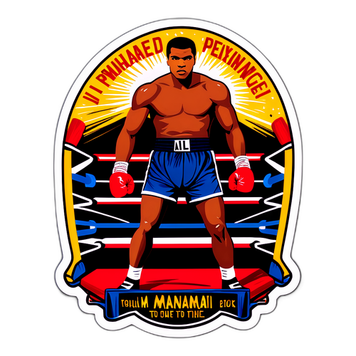 Illustration de Muhammad Ali sur un ring de boxe avec une citation inspirante sur la persévérance