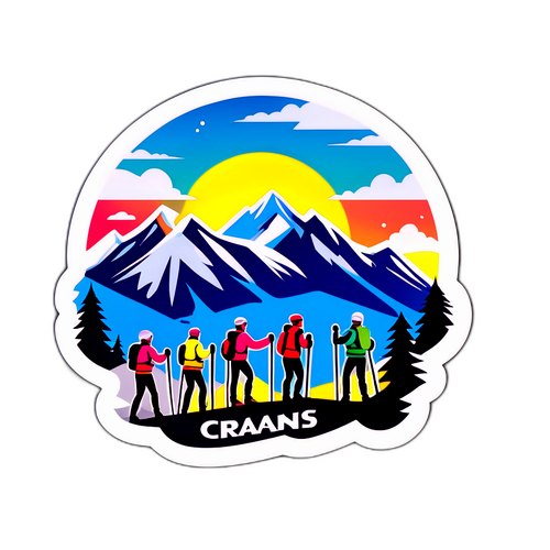 Un sticker représentant les paysages alpins de Crans Montana