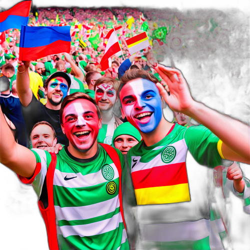 Celt Celtic és Stuttgart szurkolók a stadionban