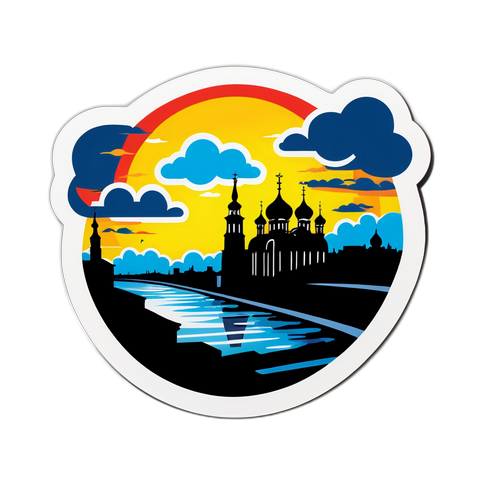 Силуэт Ростова-на-Дону на фоне облачного неба