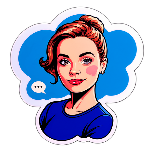 Portrettklistremerke av Emilie Enger Mehl med sitat