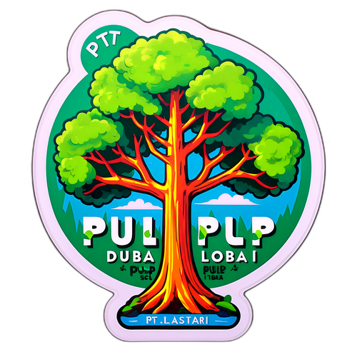 Stiker Pulp Kayu Berwarna Cerah dengan Pesan Keberlanjutan