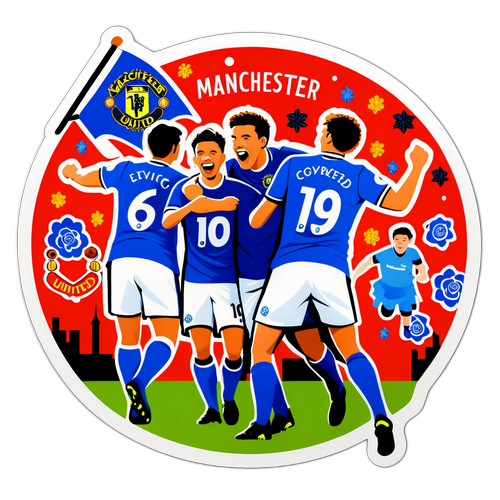 סטיקר חגיגי עם אוהדים מתרגשים