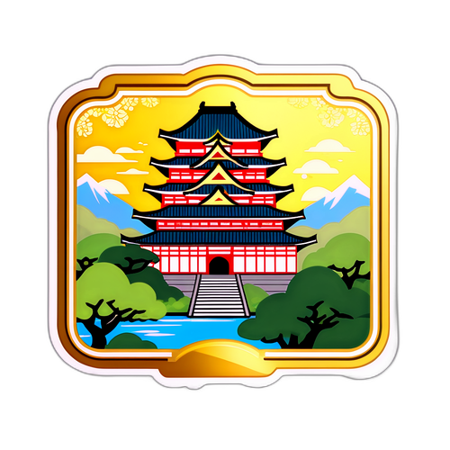 帝国宮殿の美しい風景にセットされた財布型ステッカー