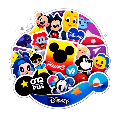 Färgglad Disney Plus Klistermärke