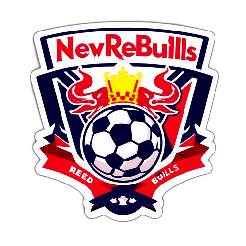 Stiker Logo New York Red Bulls dengan Elemen Sepak Bola